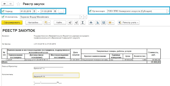 Реестр закупок 1