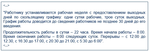 Трудовой договор со сменным графиком работы сутки через трое образец