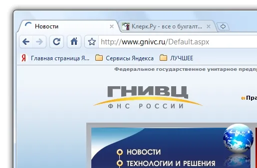 Скриншот официального сайта ГНИВЦ ФНС РФ