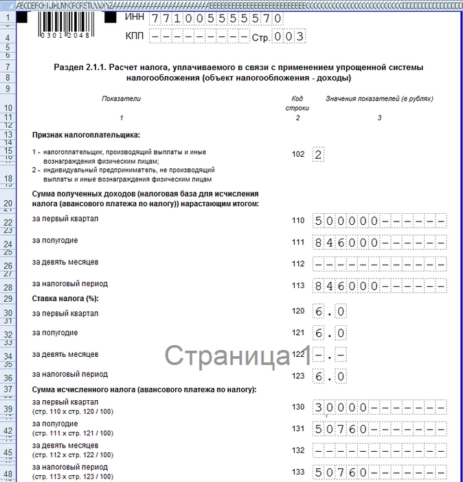 Декларация усн при прекращении деятельности ип образец