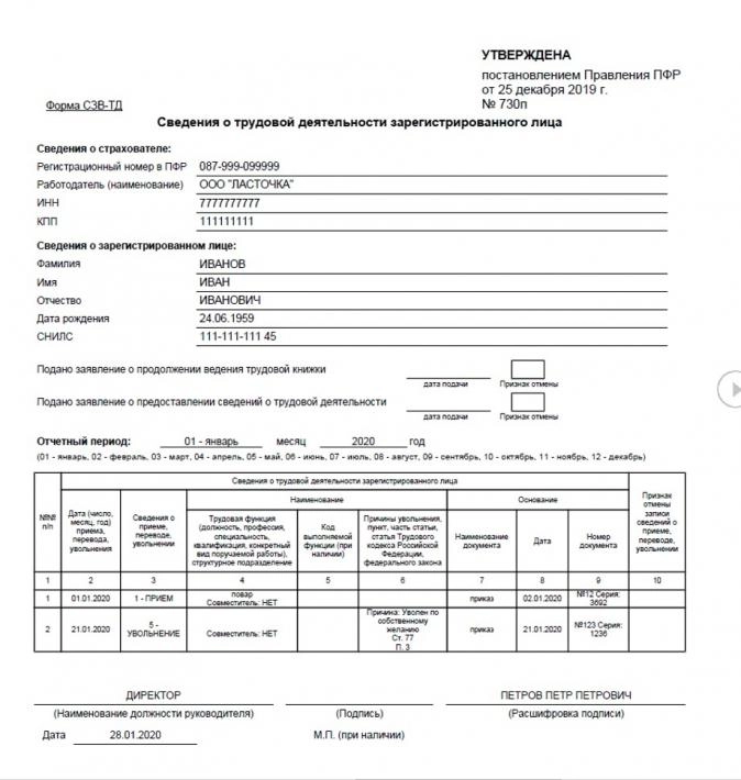 Сзв тд при реорганизации в форме присоединения образец