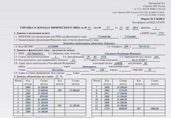 Справки 2 ндфл в 2021 году для сотрудников образец заполнения