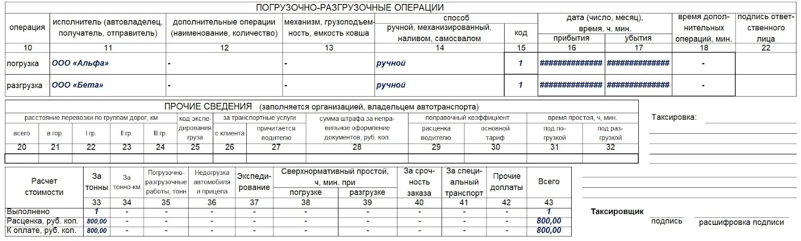 Как заполнить транспортную карту