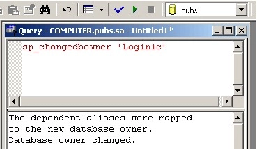 Смена владельца базы данных в Query Analyzer