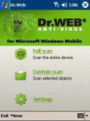 Dr.Web для Windows Mobile. Скриншот.
