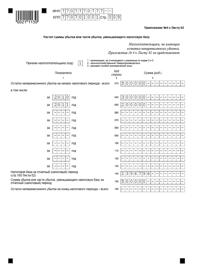 Приложение 3 к листу 02 декларации по налогу на прибыль заполнение образец