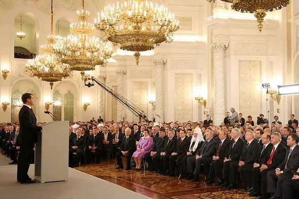 Выступление с ежегодным посланием Федеральному Собранию. Фото пресс-службы Президента России